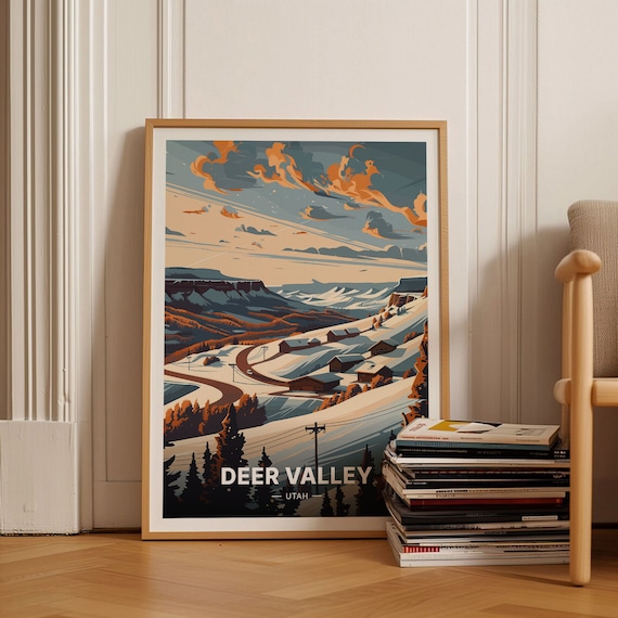Deer Valley Utah Ski Resort Winter Slopes Evergreen Trees Poster