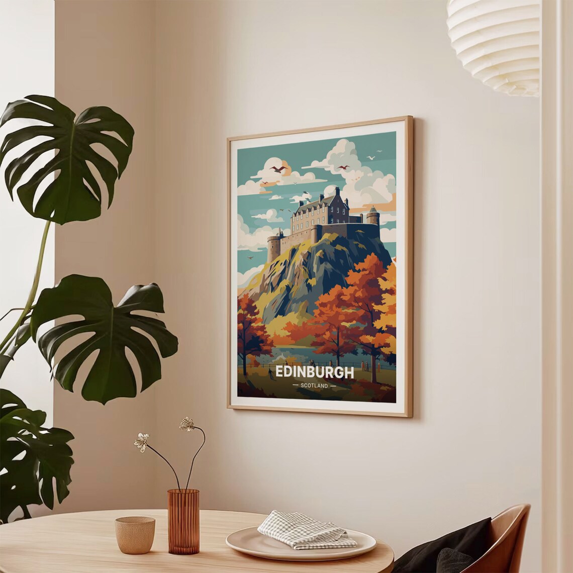 Edinburgh Scotland Travel Poster, Castle Cityscape - Image 2