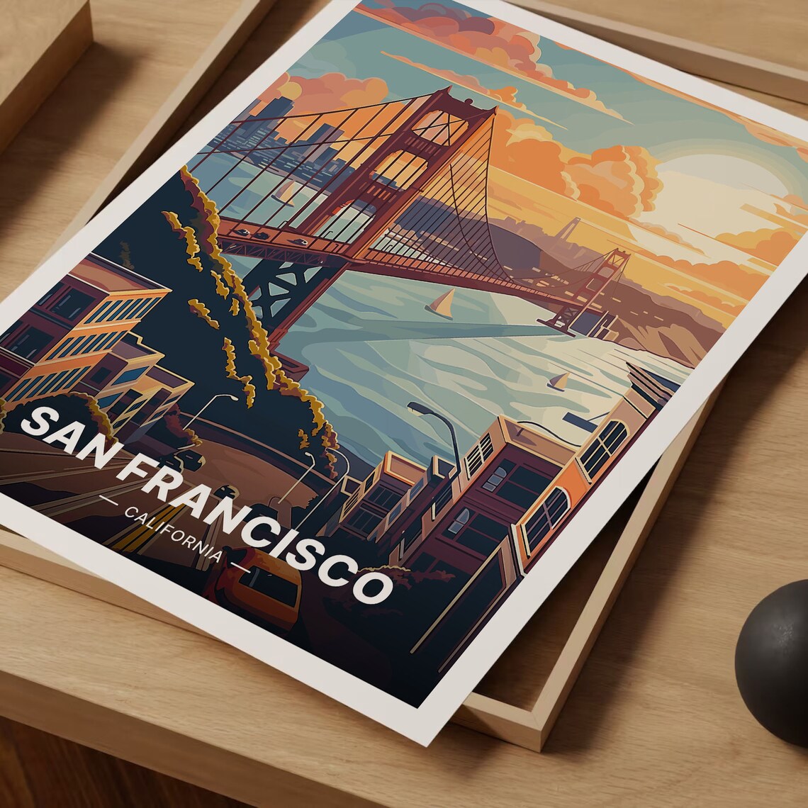 San Francisco Travel Poster, Scenic Cityscape Art - Image 3