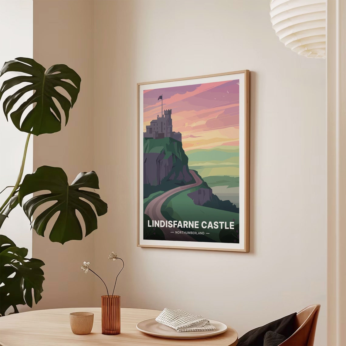 Lindisfarne Castle Northumberland Sunset Hilltop Vintage Travel Poster - Image 2