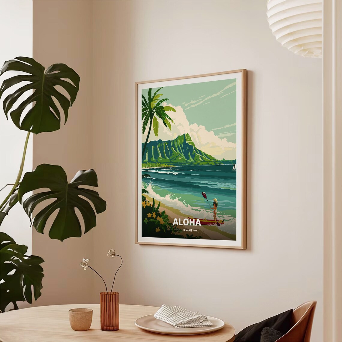 Honolulu Waikiki Surf Art, Hawaii Travel Poster - Image 2