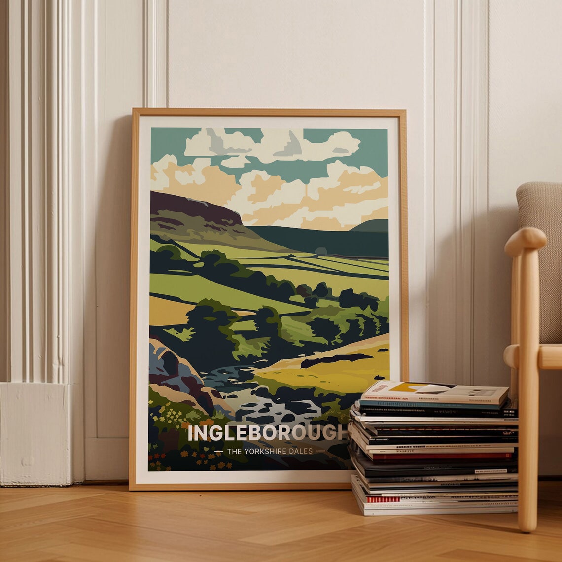 Ingleborough Yorkshire Dales Limestone Hill Valley Travel Poster
