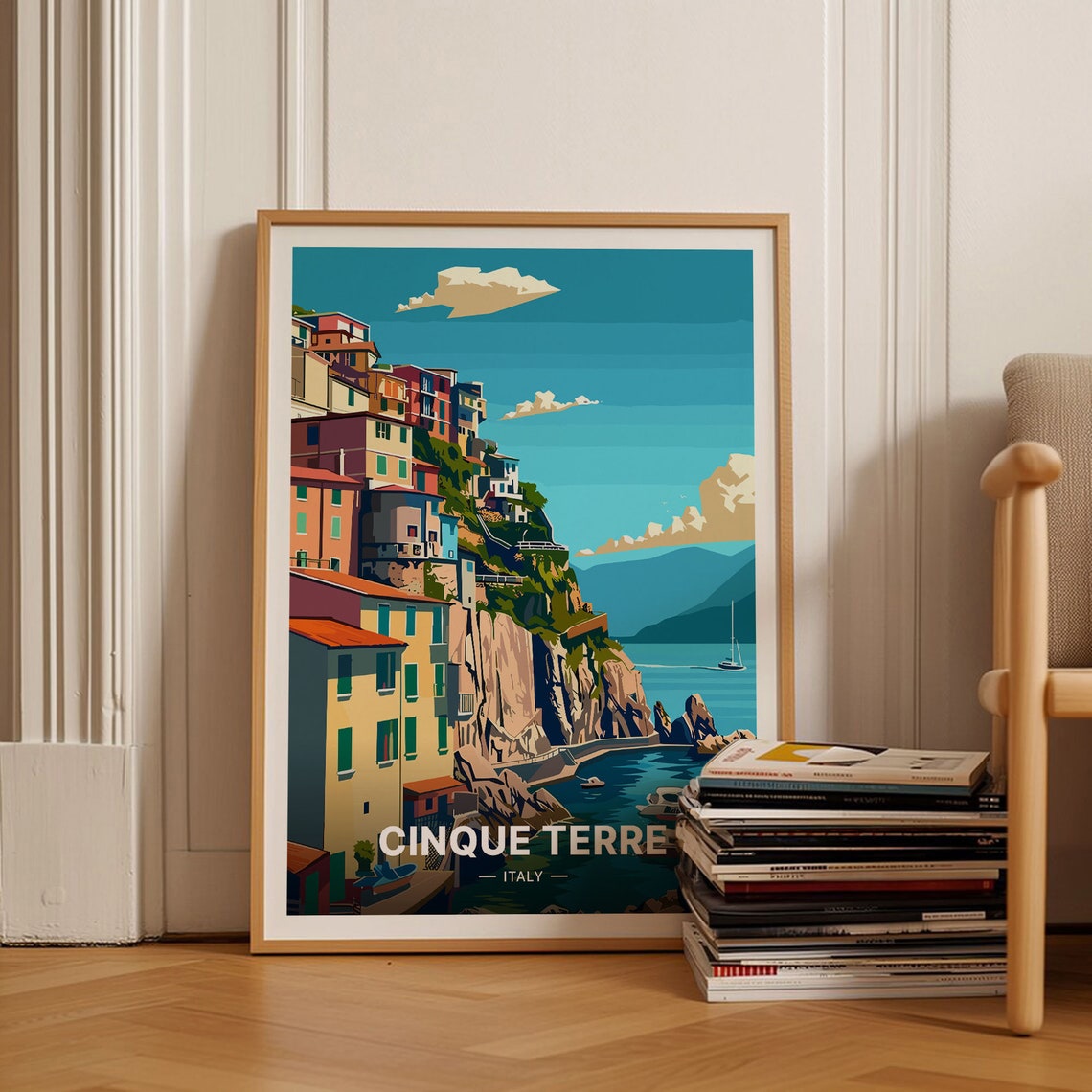 Cinque Terre Italy Colorful Cliffside Fishing Village Travel Poster