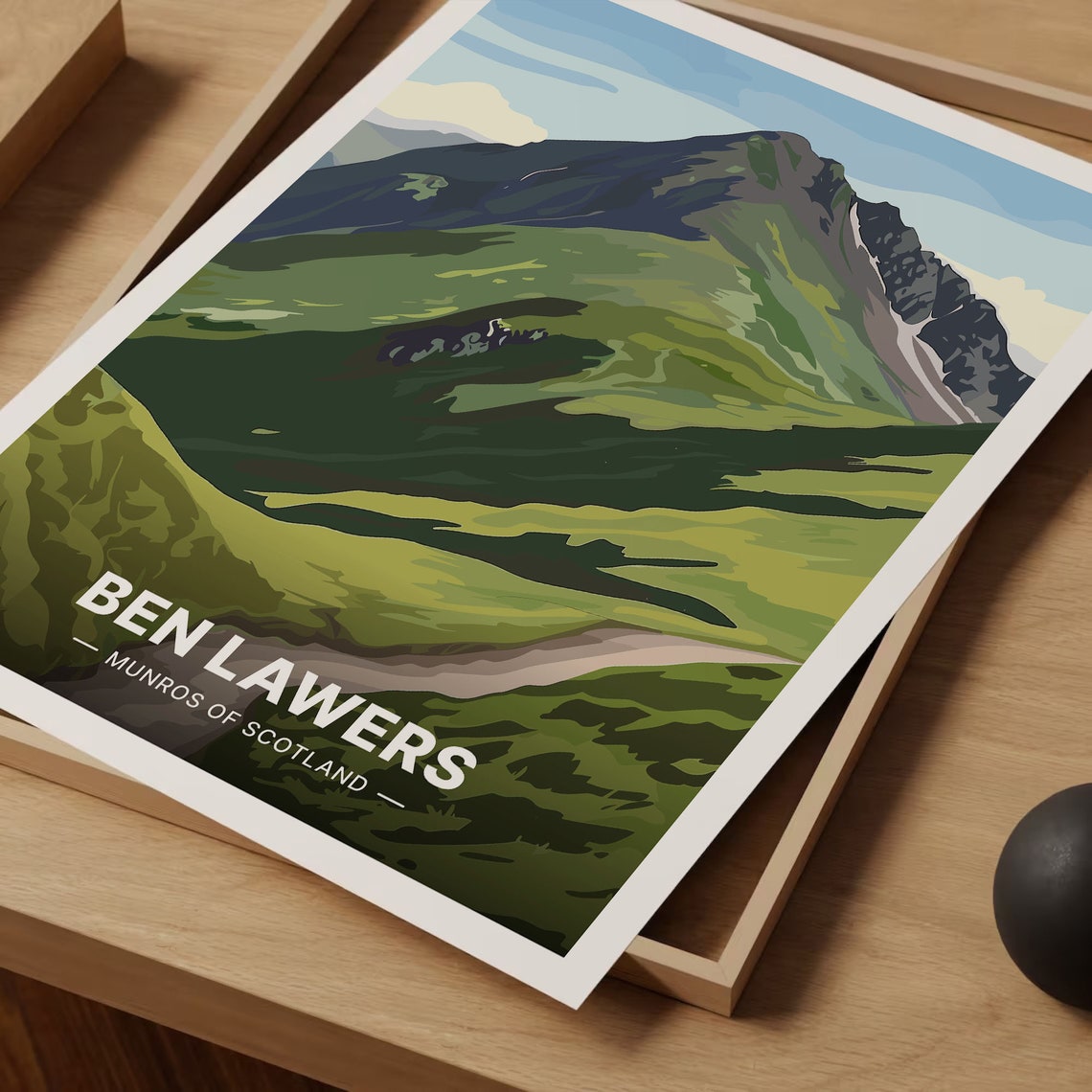 Ben Lawers Munros of Scotland Green Mountain Ridge Art Poster - Image 3