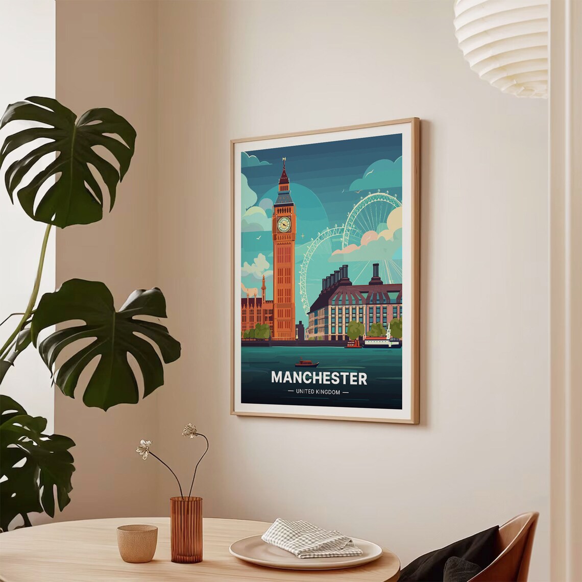 Manchester Skyline Travel Poster, Urban Cityscape - Image 2