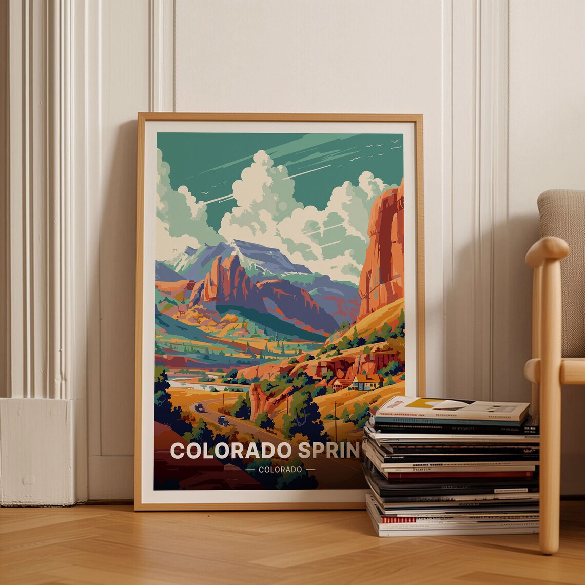 Colorado Springs Travel Poster, Adventure Landscape