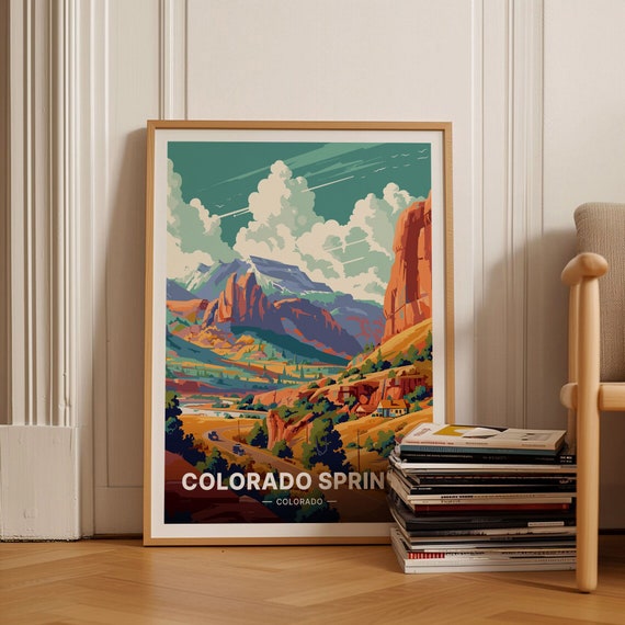 Colorado Springs Travel Poster, Adventure Landscape