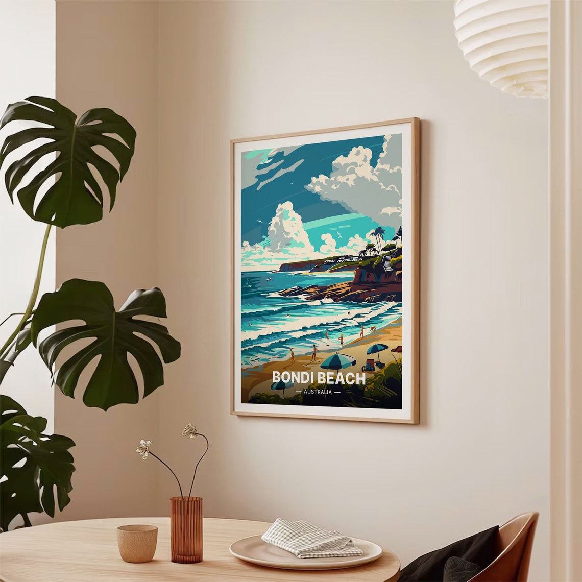 Bondi Beach Australia Sunny Surf Coastal Vintage Scene Poster - Image 2