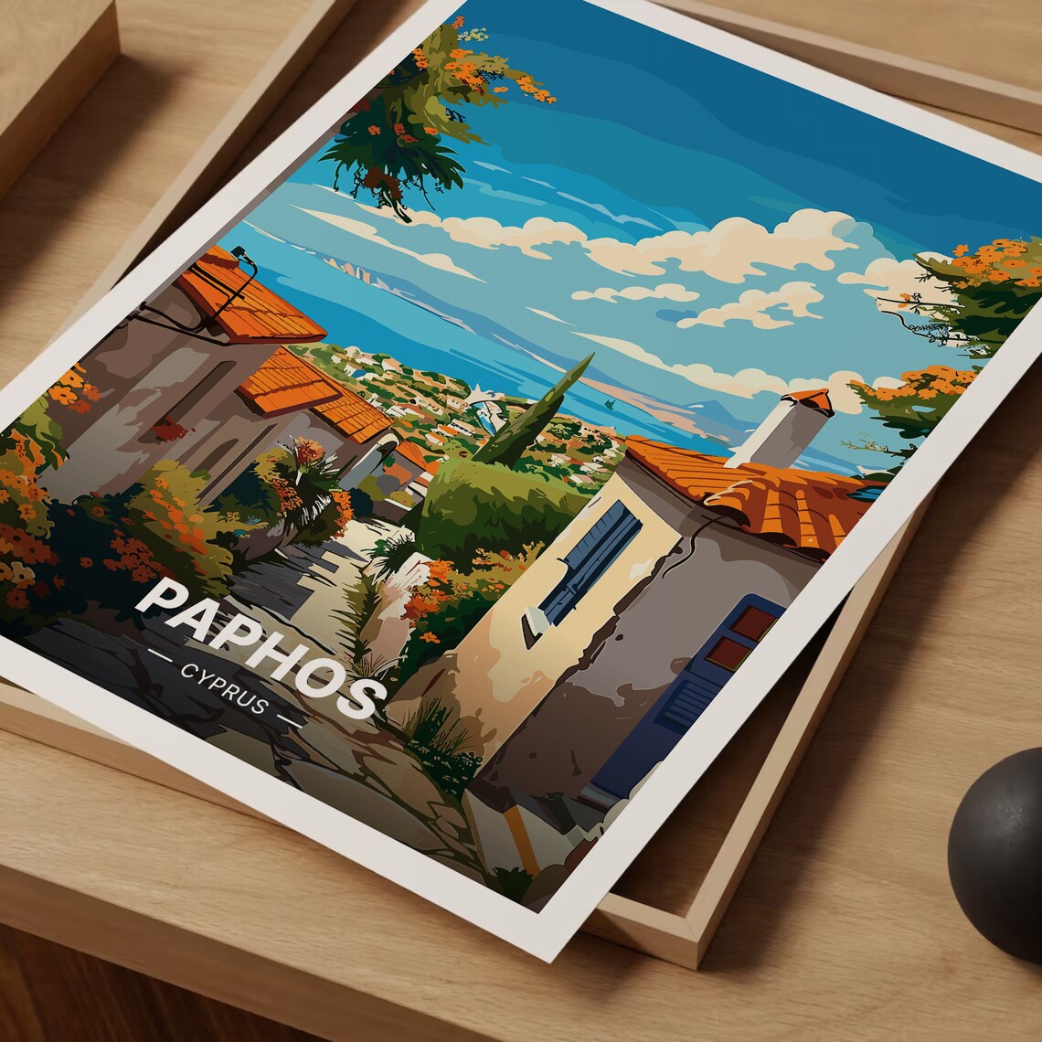 Paphos Cyprus Travel Poster, Vibrant Wall Art - Image 3