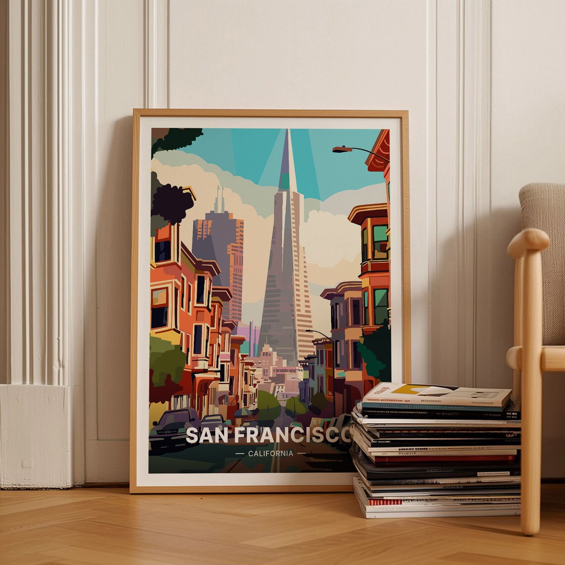 San Francisco California Travel Poster Transamerica Pyramid Street Art
