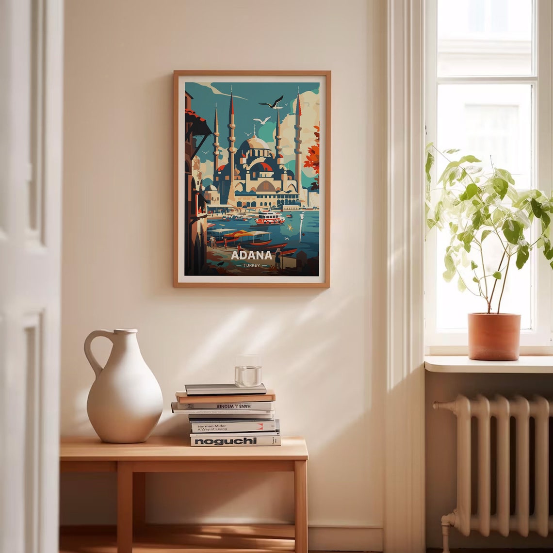 Adana Turkey Mosque Minarets Harbor Waterfront Vintage Travel Poster - Image 4