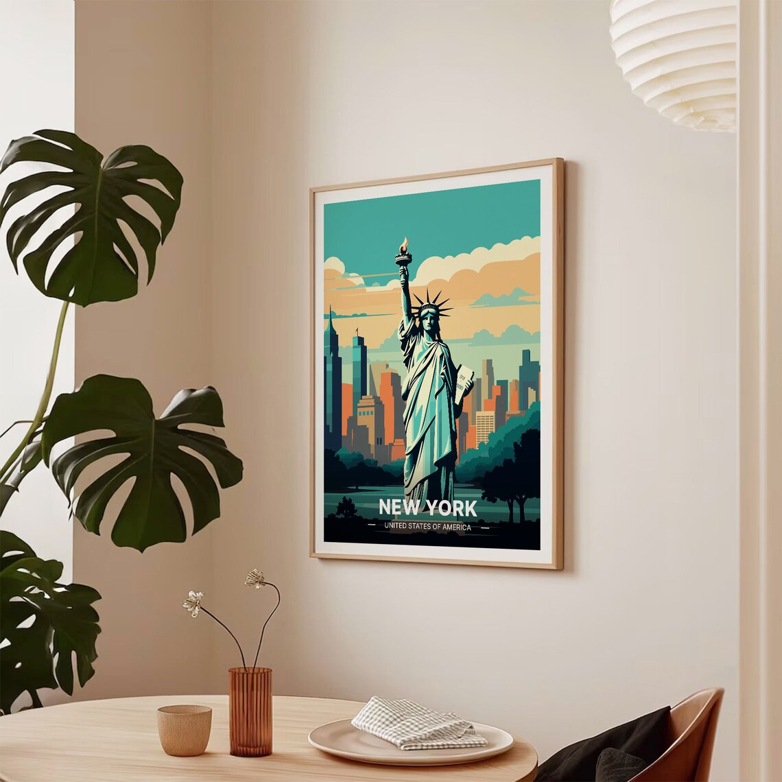 Statue Of Liberty New York City Skyline Travel Poster - Image 2