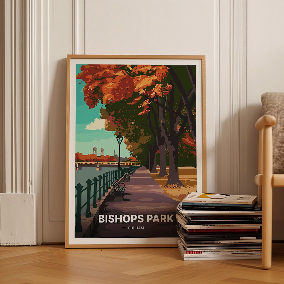 London Travel Poster, Bishops Park Fulham