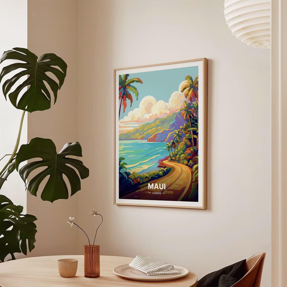 Maui Travel Poster, Mid-Century Modern Landscape - Image 2