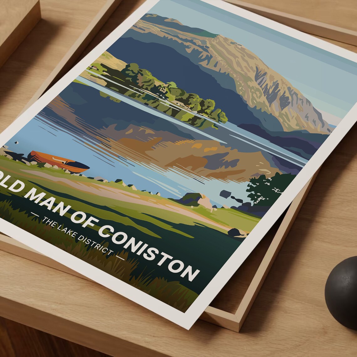 Lake District Travel Poster, Coniston Old Man Landscape - Image 3