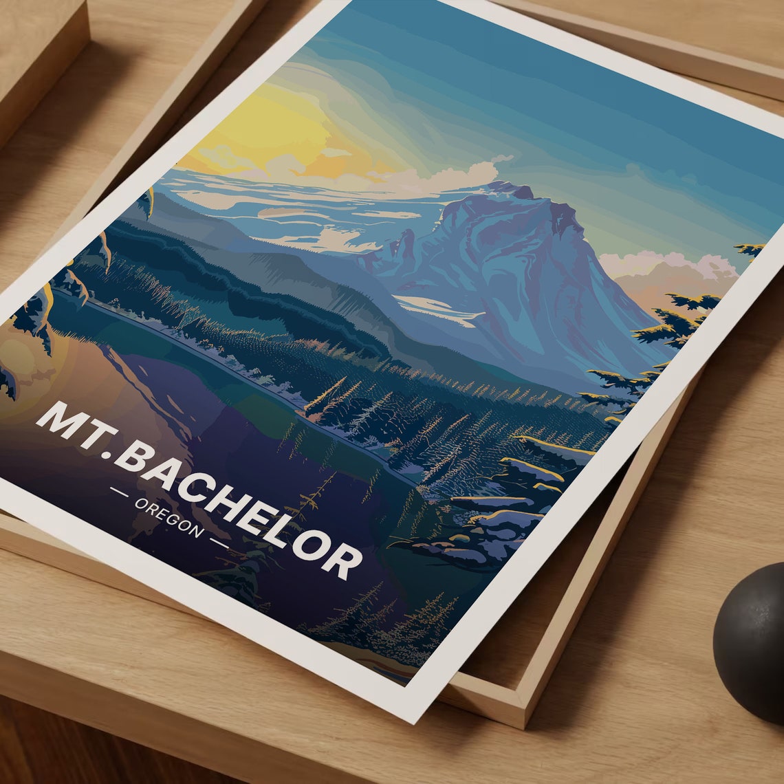 Mount Bachelor Oregon Snow Covered Peak Vintage Travel Poster - Image 3