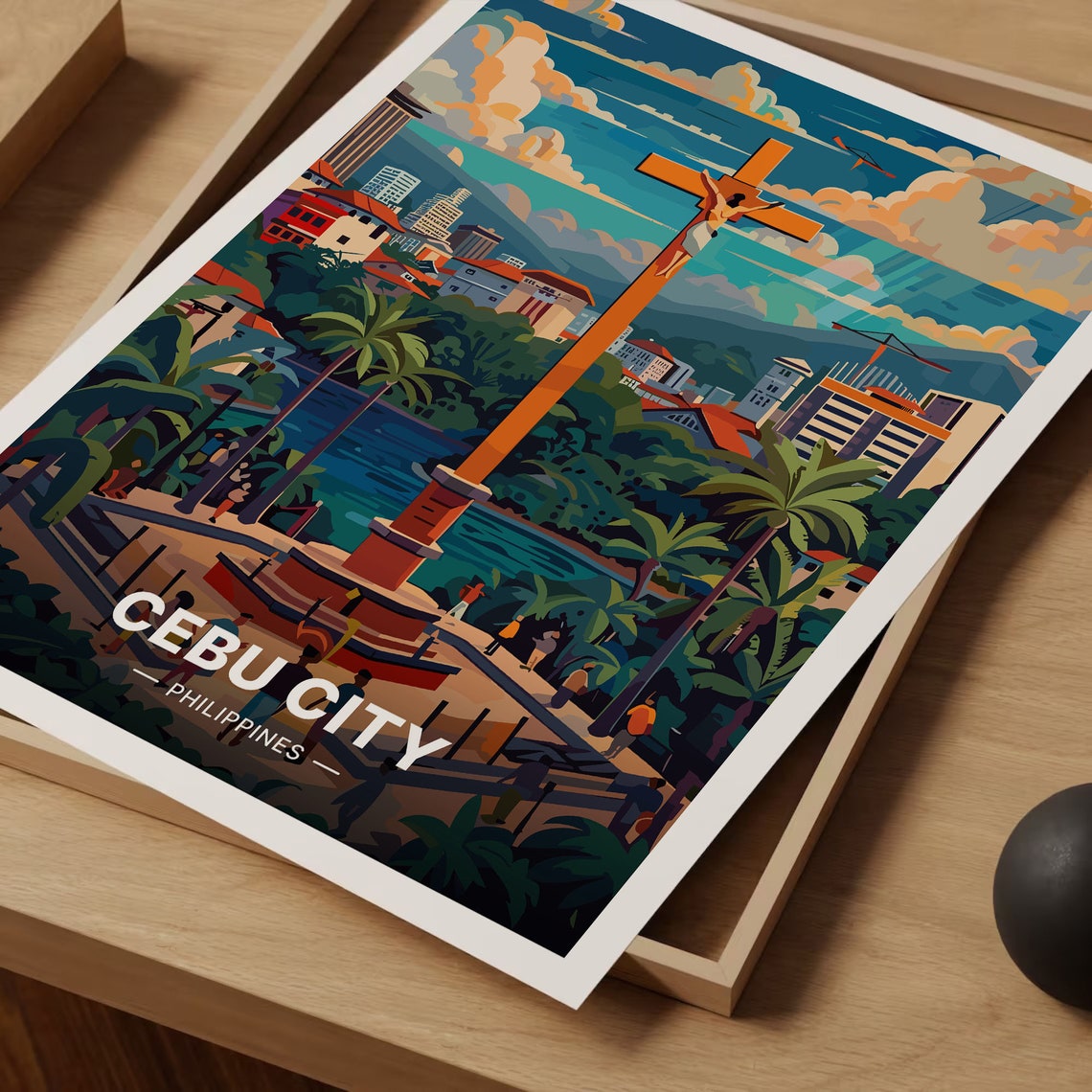 Cebu City Philippines Magellans Cross Skyline Tropical Travel Poster - Image 3