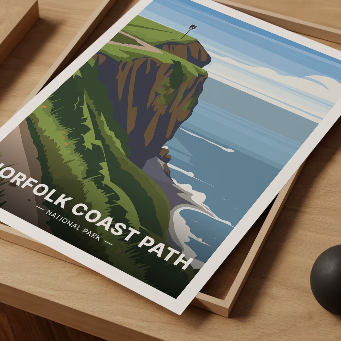 Norfolk Coast Path England Green Sea Cliffs Trail Travel Poster - Image 3