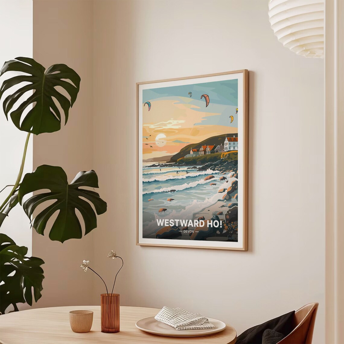 Westward Ho Coastal Travel Poster, North Devon Landscape - Image 2