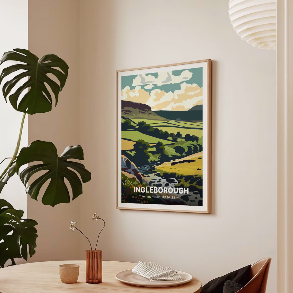 Ingleborough Yorkshire Dales Limestone Hill Valley Travel Poster - Image 2