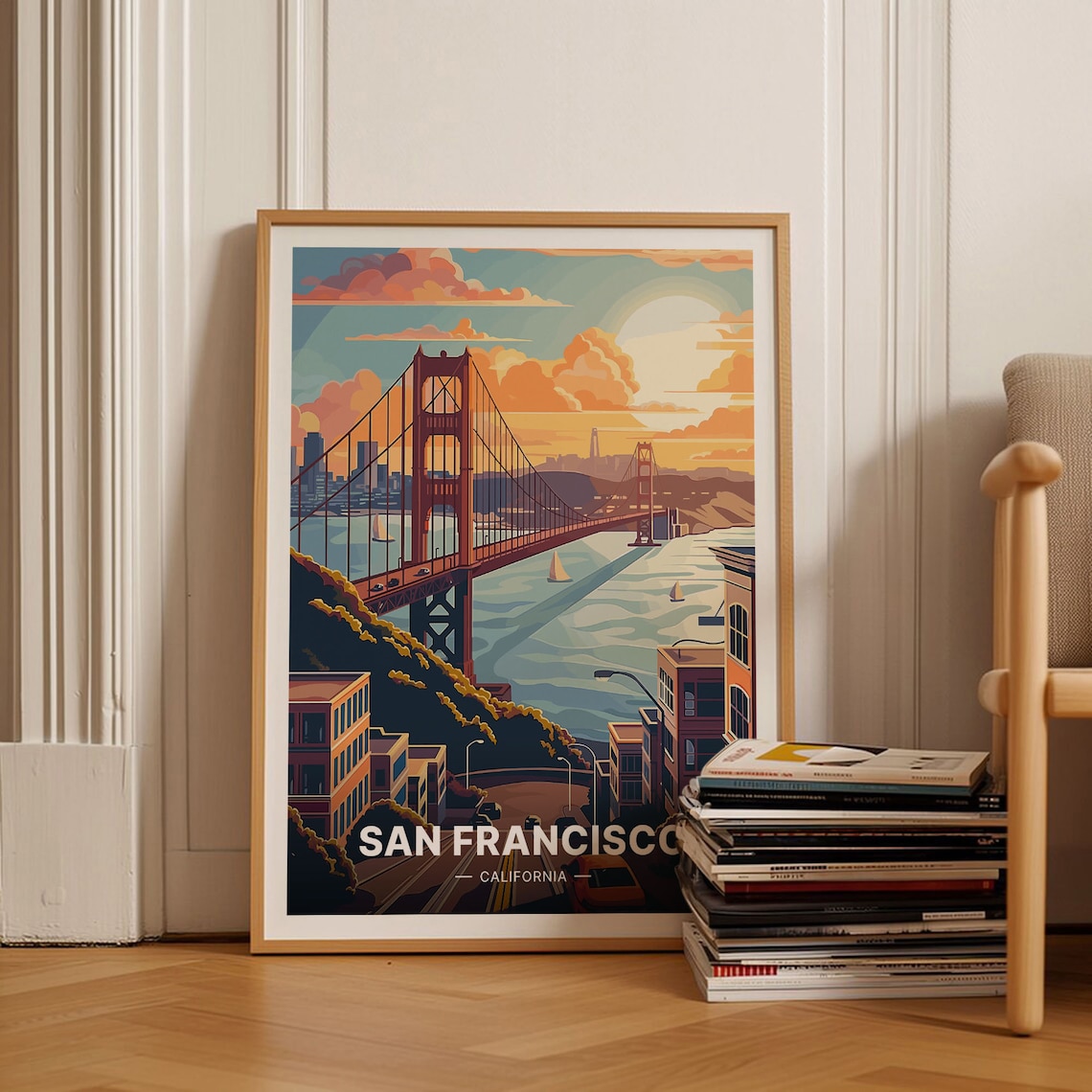 San Francisco Travel Poster, Scenic Cityscape Art