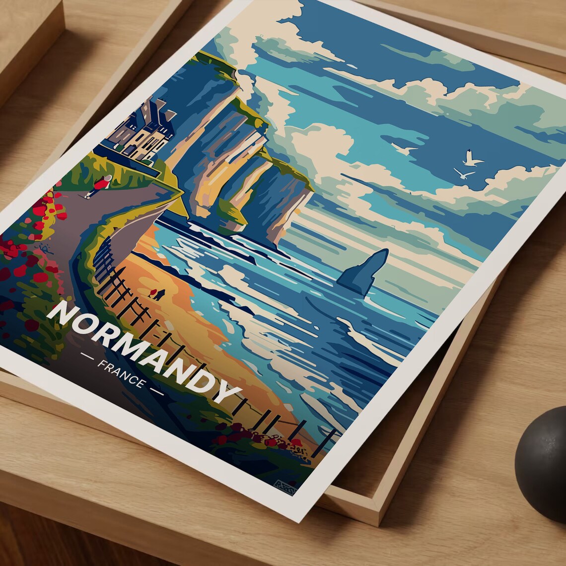 Normandy France Vintage Travel Poster, European Landscape - Image 3