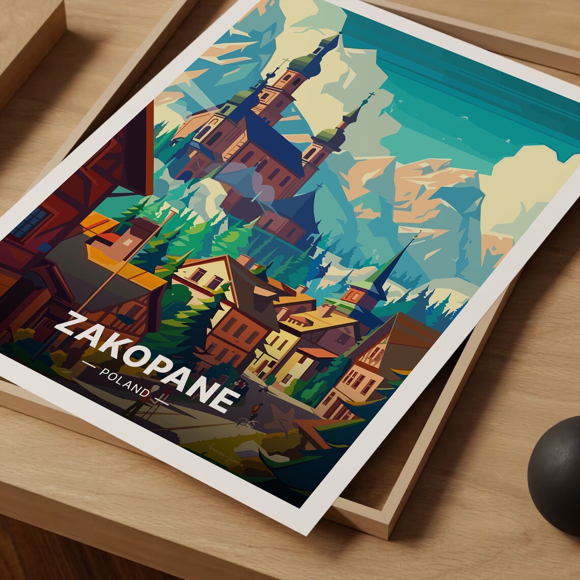Zakopane Poland Alpine Church Mountain Village Winter Travel Poster - Image 3