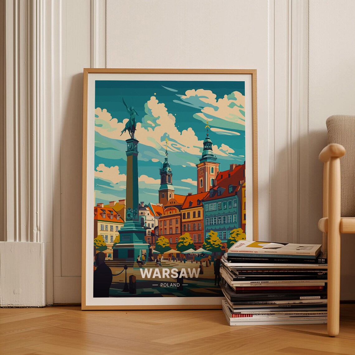 Warsaw Cityscape Poster, European Travel Art