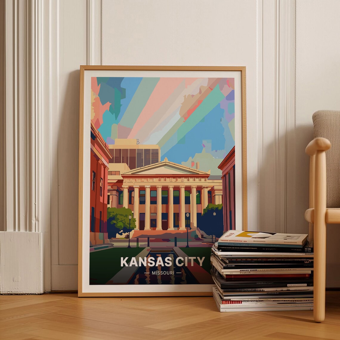 Kansas City Retro Travel Poster, Mid-Century Modern