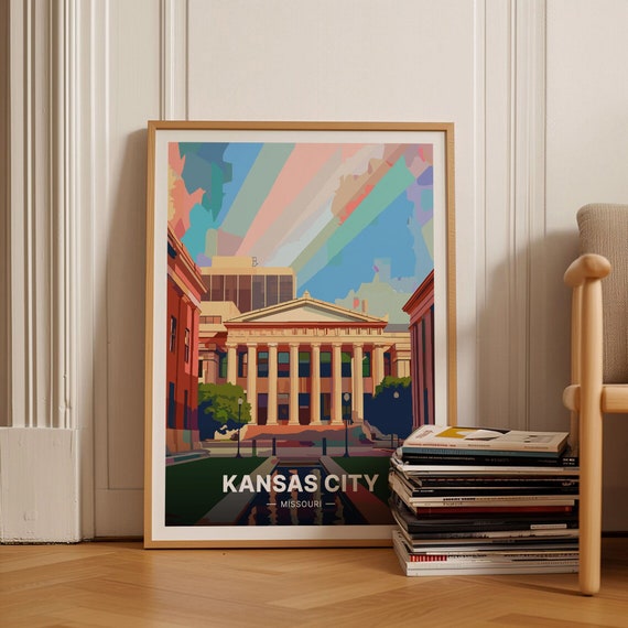 Kansas City Retro Travel Poster, Mid-Century Modern