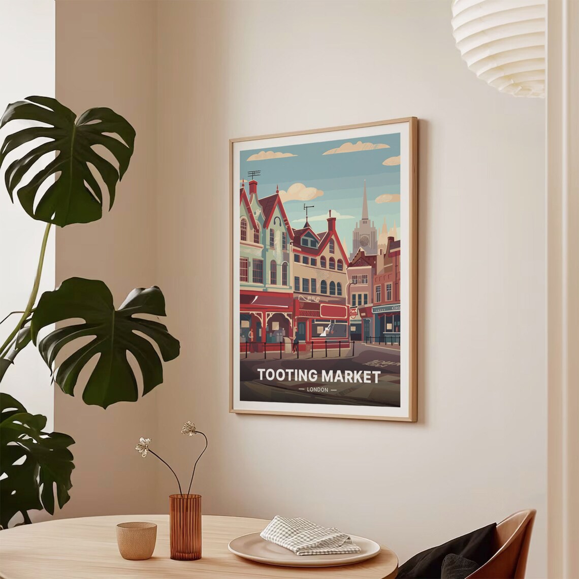 Tooting Market London Retro Street Scene Vintage Travel Art Poster - Image 2