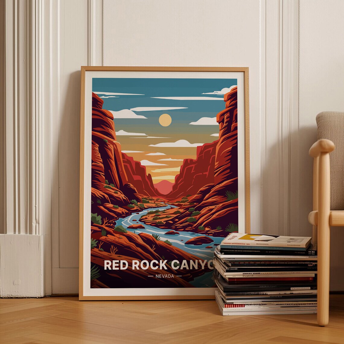 Red Rock Canyon Travel Poster, Nevada Landscape Art Print