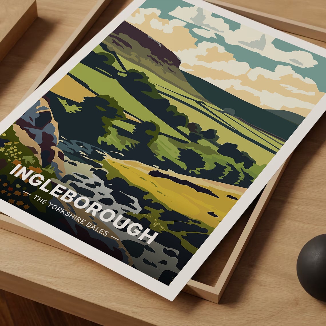 Ingleborough Yorkshire Dales Limestone Hill Valley Travel Poster - Image 3