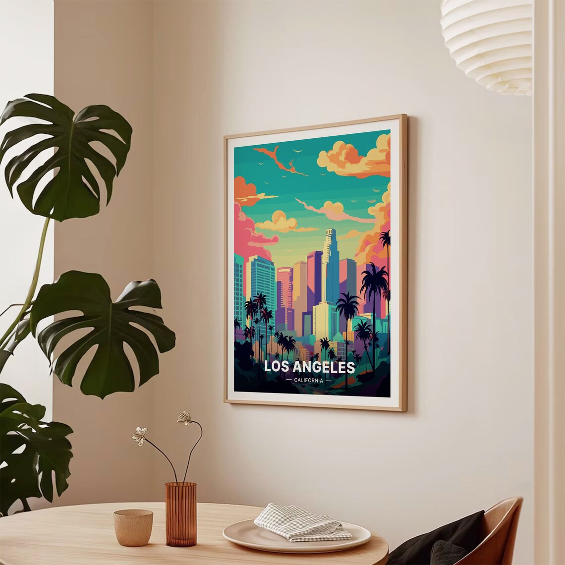 Los Angeles Retro Travel Poster, Mid-Century Cityscape - Image 2