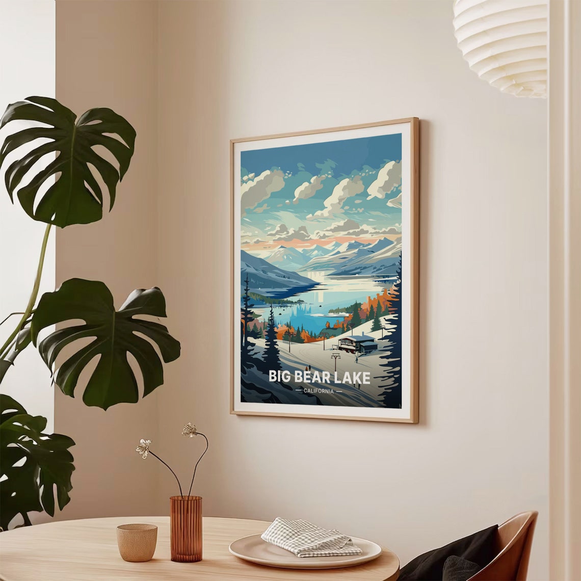 Big Bear Lake California Winter Ski Scene Vintage Travel Poster - Image 2