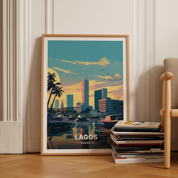 Lagos Travel Poster Nigeria Wall Art Unique Birthday Gift Wedding Present Home Decor Idea C20 1721