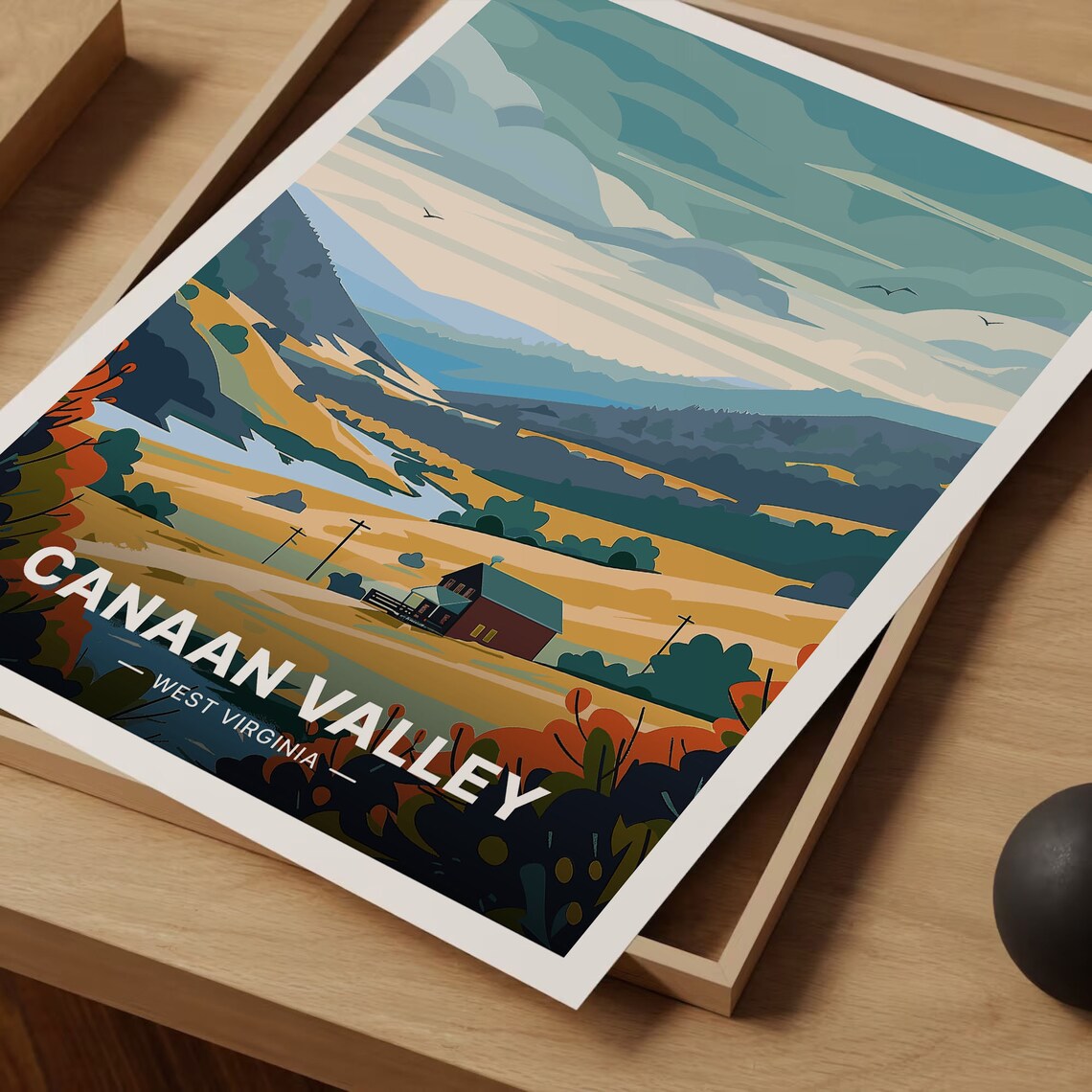 Canaan Valley Ski Travel Poster, West Virginia Landscape - Image 3