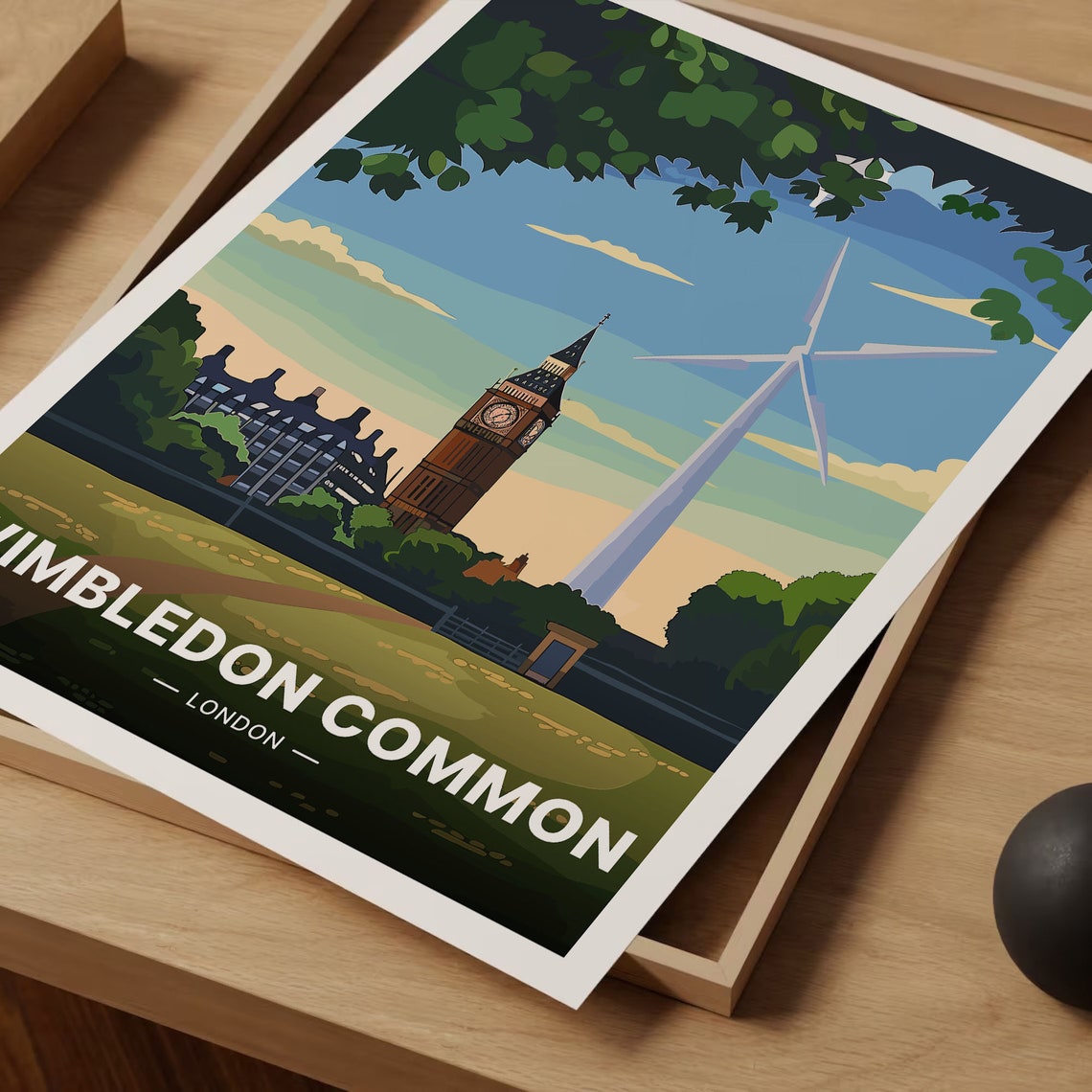 Wimbledon Common London Poster Green Park Clock Tower Sunset Art - Image 3