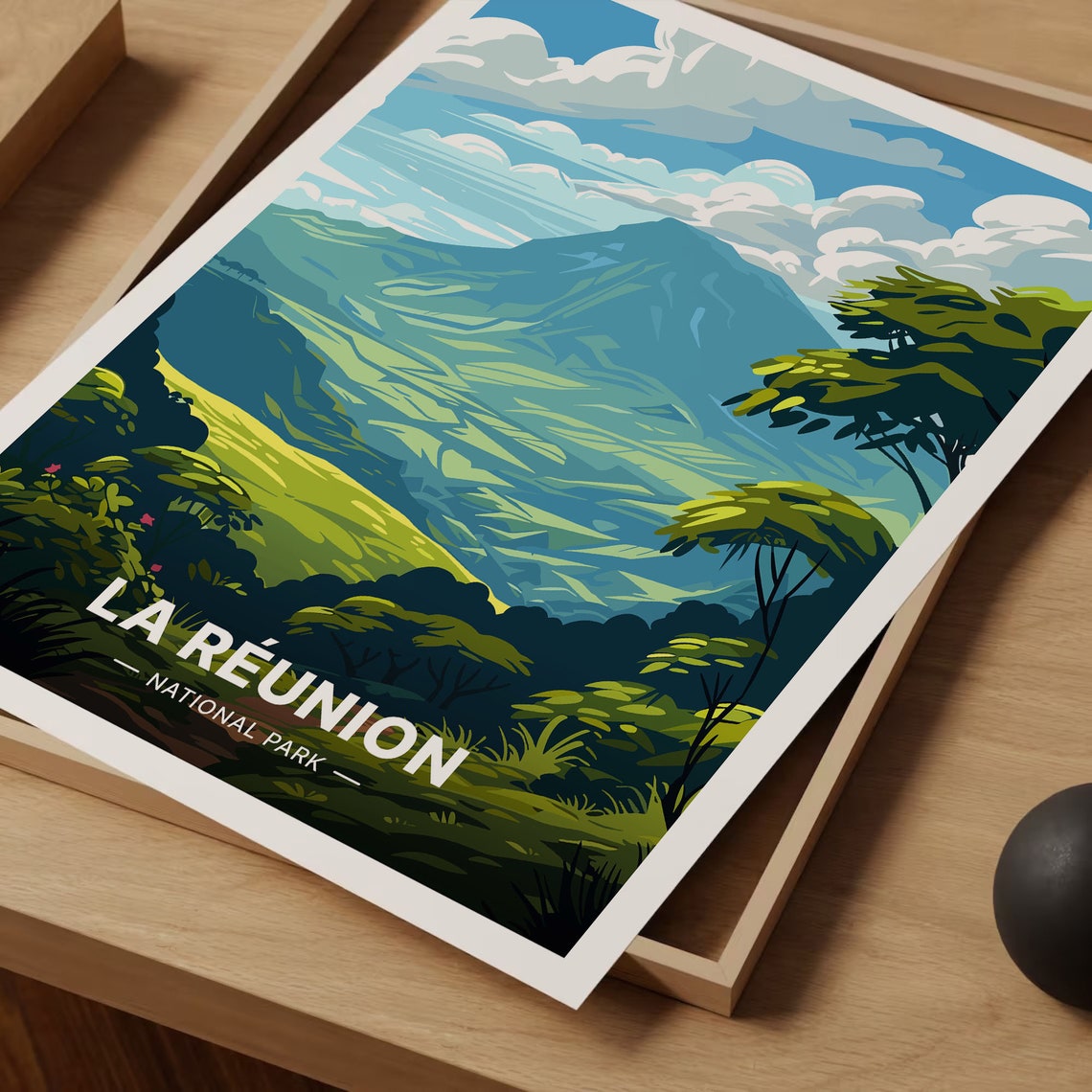 La Reunion National Park Volcano Rainforest Lush Green Travel Poster - Image 3