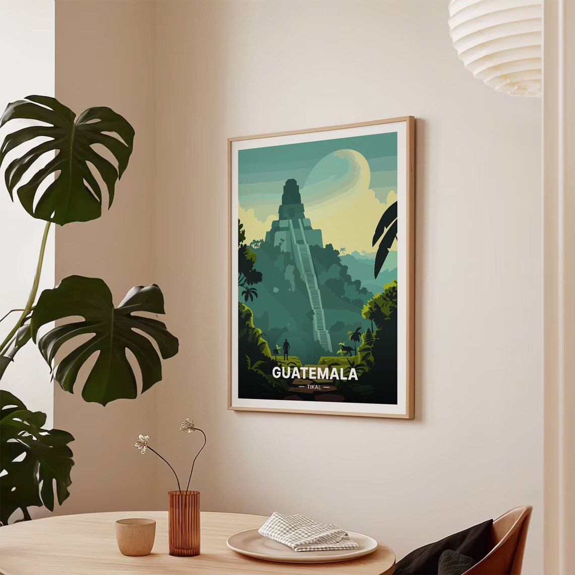Guatemala Tikal Maya Jaguar Vintage Travel Poster - Image 2