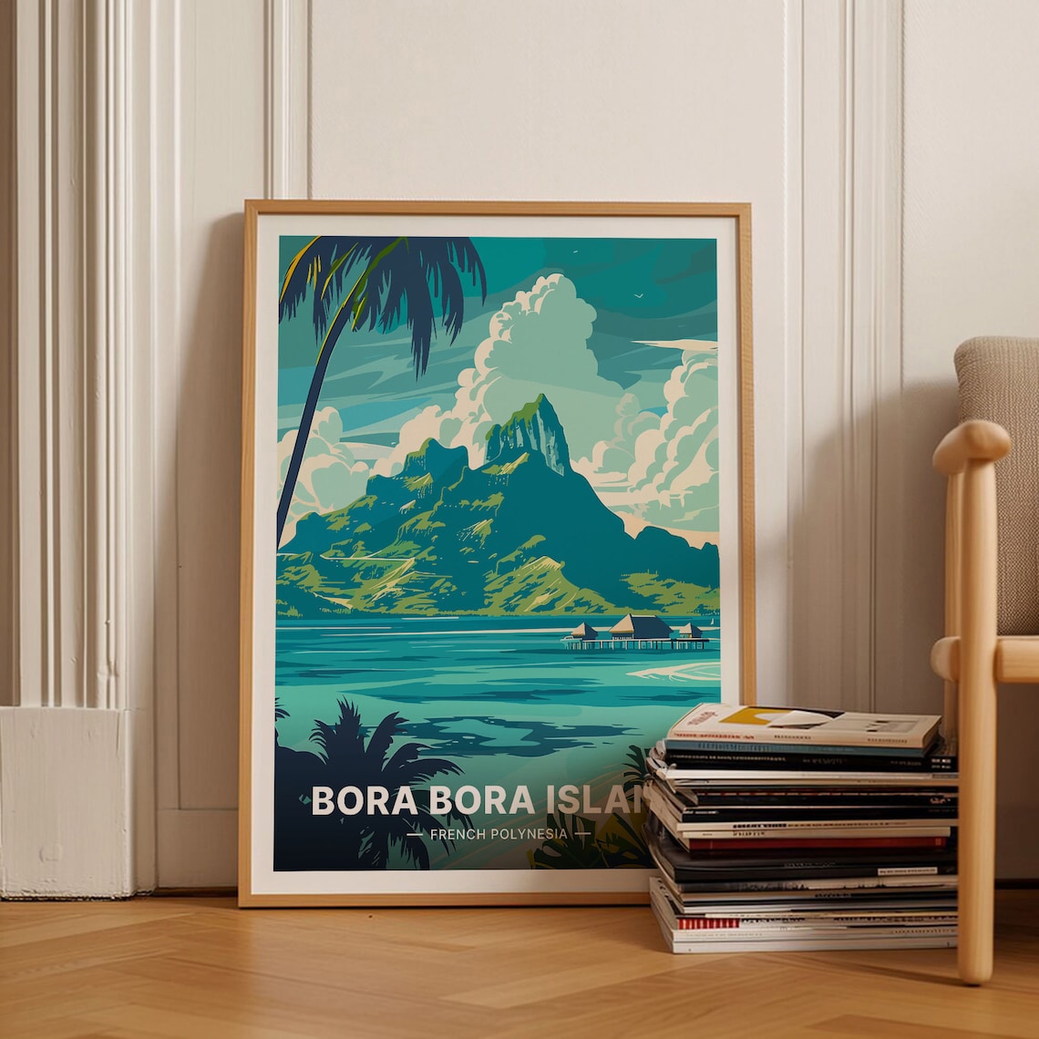 Bora Bora French Polynesia Travel Poster, Tropical Decor