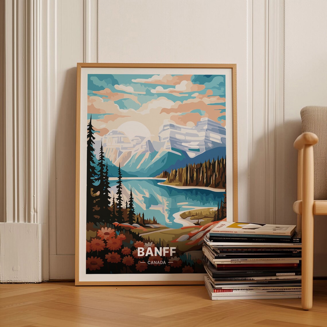 Banff National Park Travel Poster, Mid-Century Modern Decor