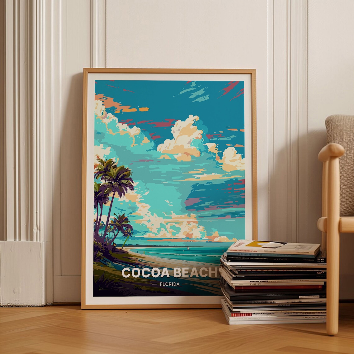 Cocoa Beach Travel Poster, Florida Coastal Art