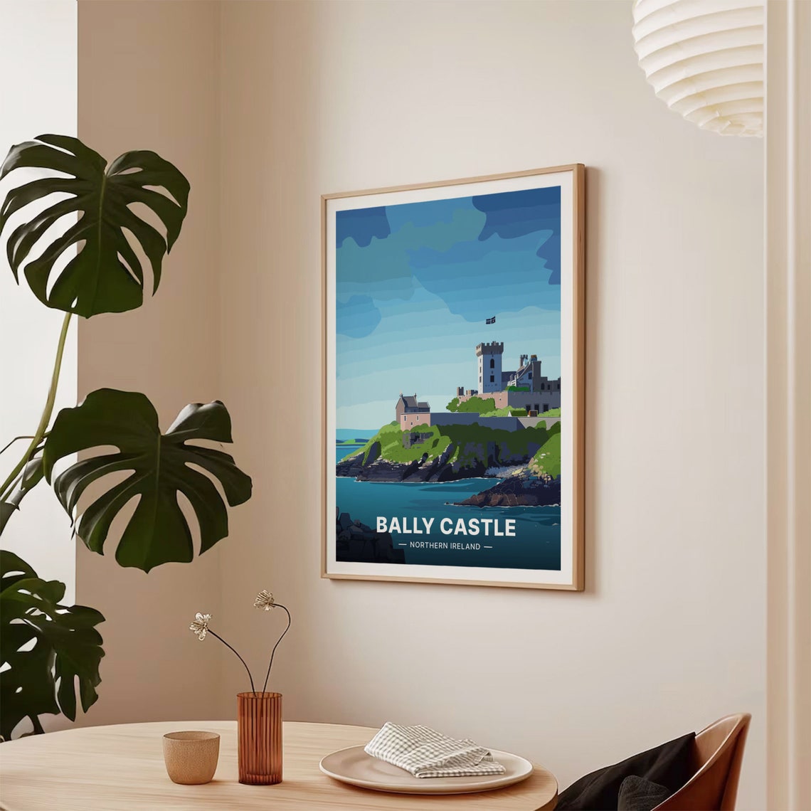 Ballycastle Northern Ireland Castle Coast Sea Cliff View Poster - Image 2