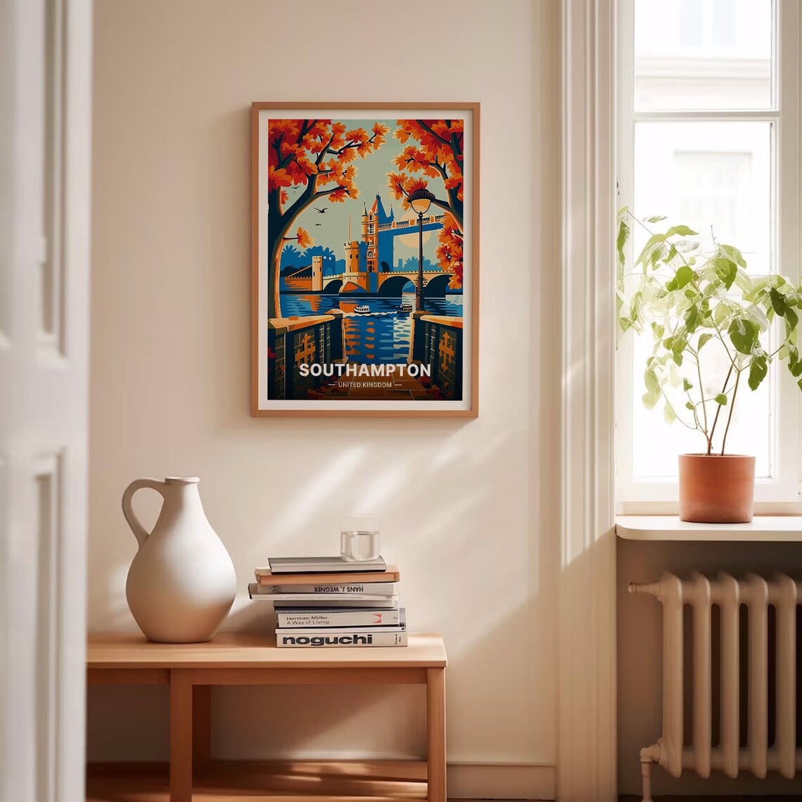 Southampton United Kingdom Riverside Bridge Autumn Trees Vintage Poster - Image 4