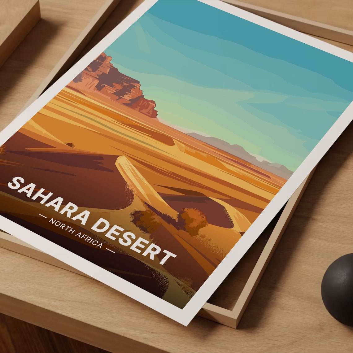 Sahara Desert North Africa Golden Sand Dunes Mesas Travel Poster - Image 3