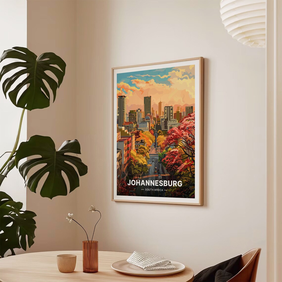 Johannesburg South Africa City Skyline Jacaranda Sunset Travel Poster - Image 2