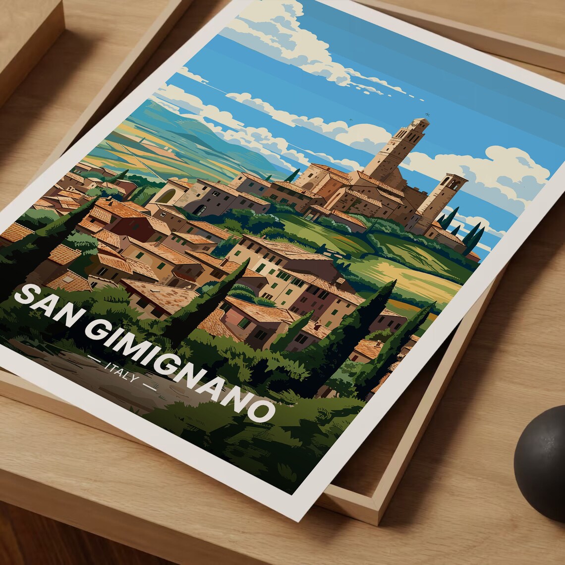 San Gimignano Italy Medieval Towers Tuscan Hills Travel Poster - Image 3
