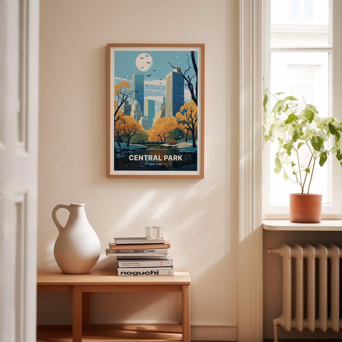 Central Park New York Travel Poster Winter Snow Skyline Scene Art - Image 4