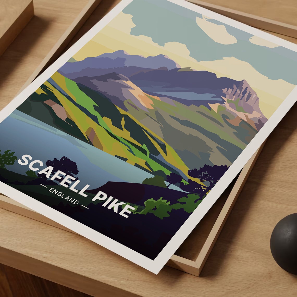 Scafell Pike England Mountain Lake Landscape Retro Travel Poster - Image 3